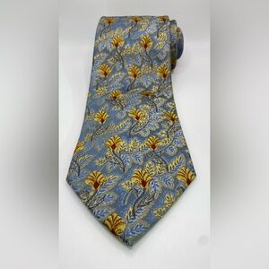 Robert Talbott Best in Class Jacquard Blue and Gold Floral Tie Luxury
